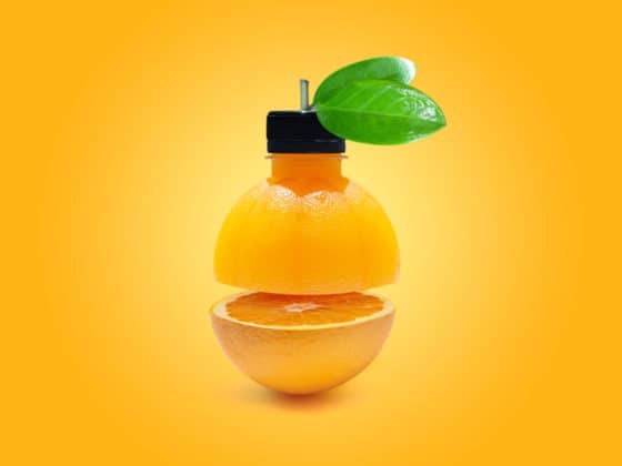 Fresh orange isolated on orange background.Juicy and sweet and renowned for its concentration of vitamin C