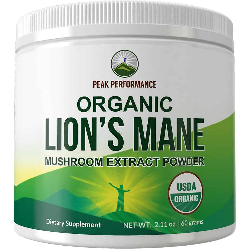 peak performance organic lions mane mushroom powder